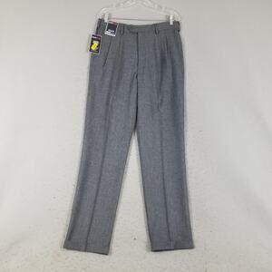 Roundtree & Yorke Pants Mens 32x32 Gray TravelSMART Pleated Stretch Waist Dress